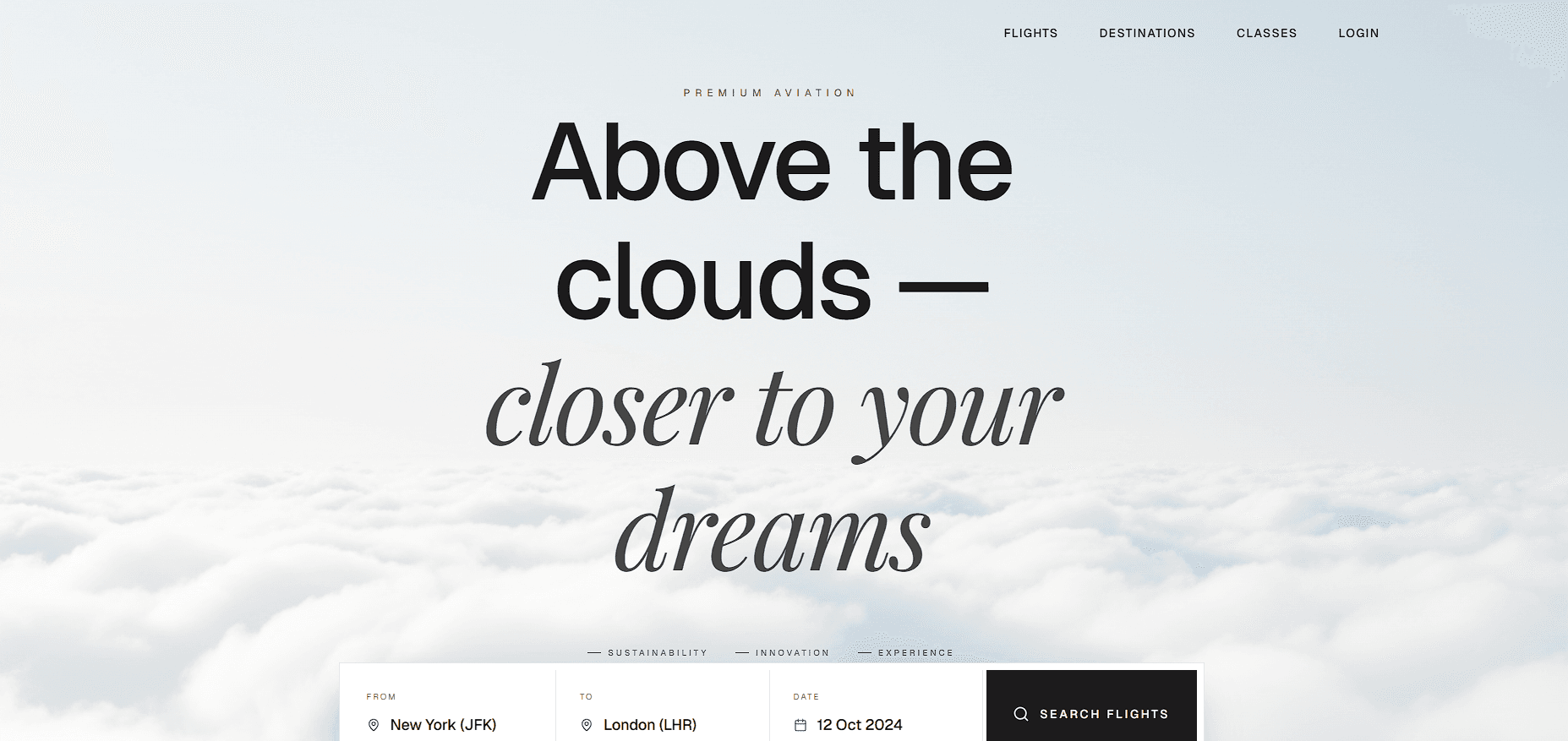 Skyward Airlines — full-stack landing page built with Strayl